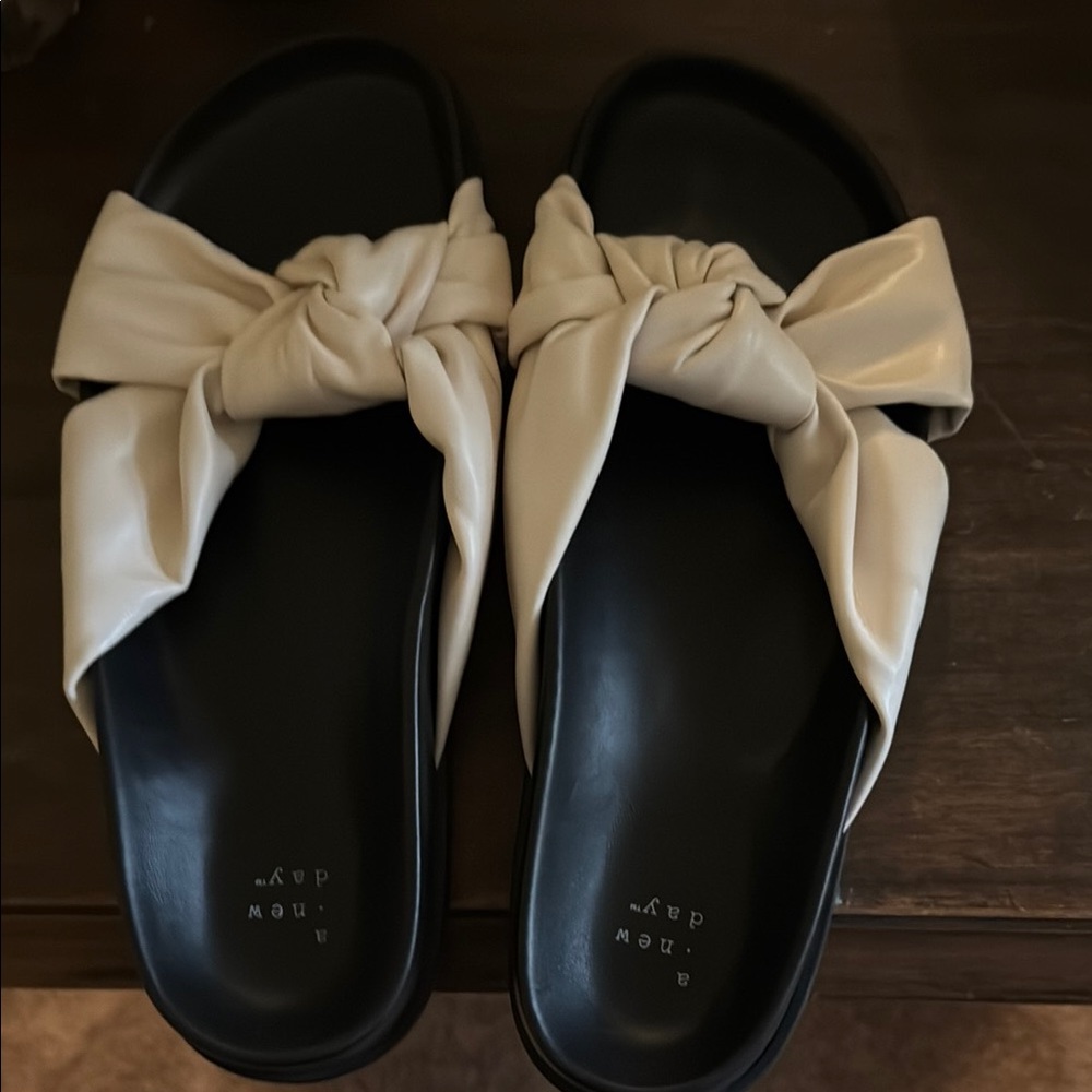 A New Day Cream and Black Bow Sandals